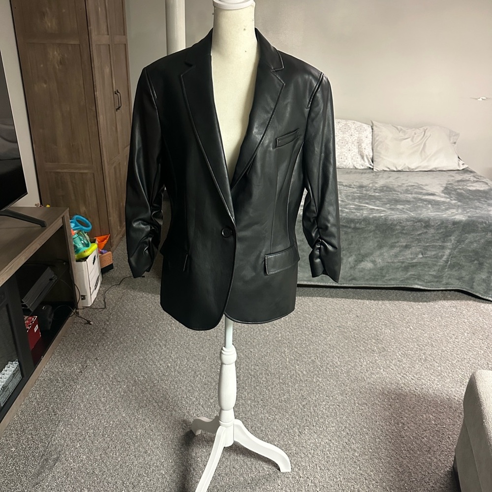 Women's Faux-Leather Blazer